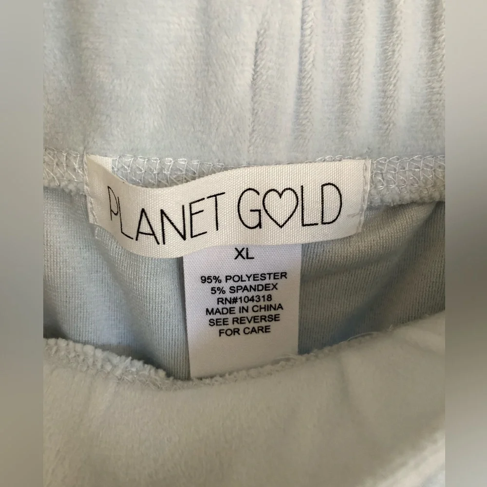 Planet Gold | NWT Women’s Baby Blue Velour Joggers - Picture 4 of 5
